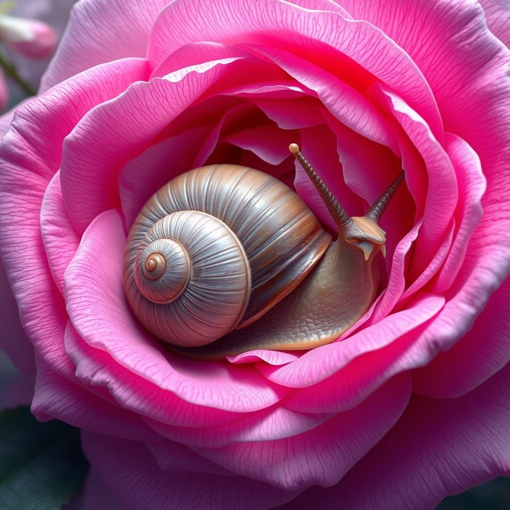 Vibrant Lilac Fantasy: A Majestic Snail in Dreamlike Bloom