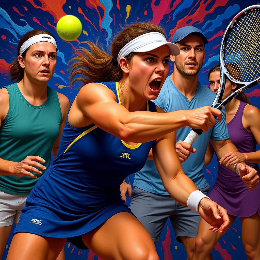 Aryna Sabalenka Hyperrealistic Tennis Scene