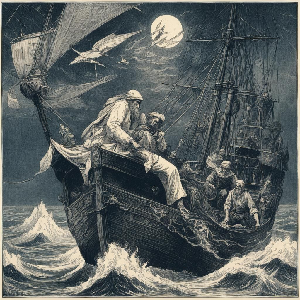 Ancient Mariner Illustration in Lancelot Speed Style
