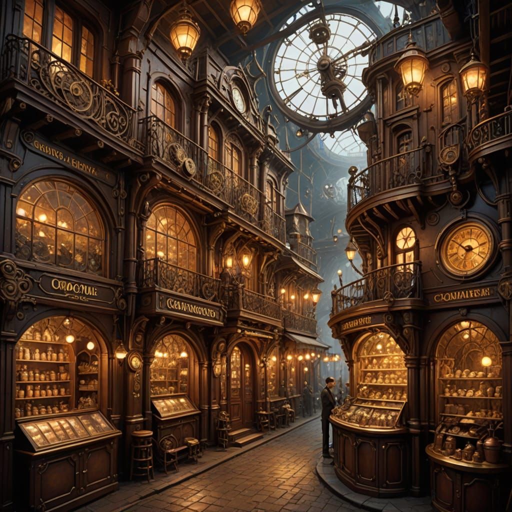 Steampunk Chocolatier Shop with Clockwork Details