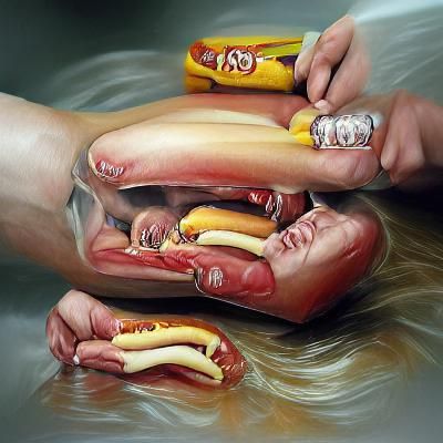 Hyperrealistic Hotdogs Eating Person Alive
