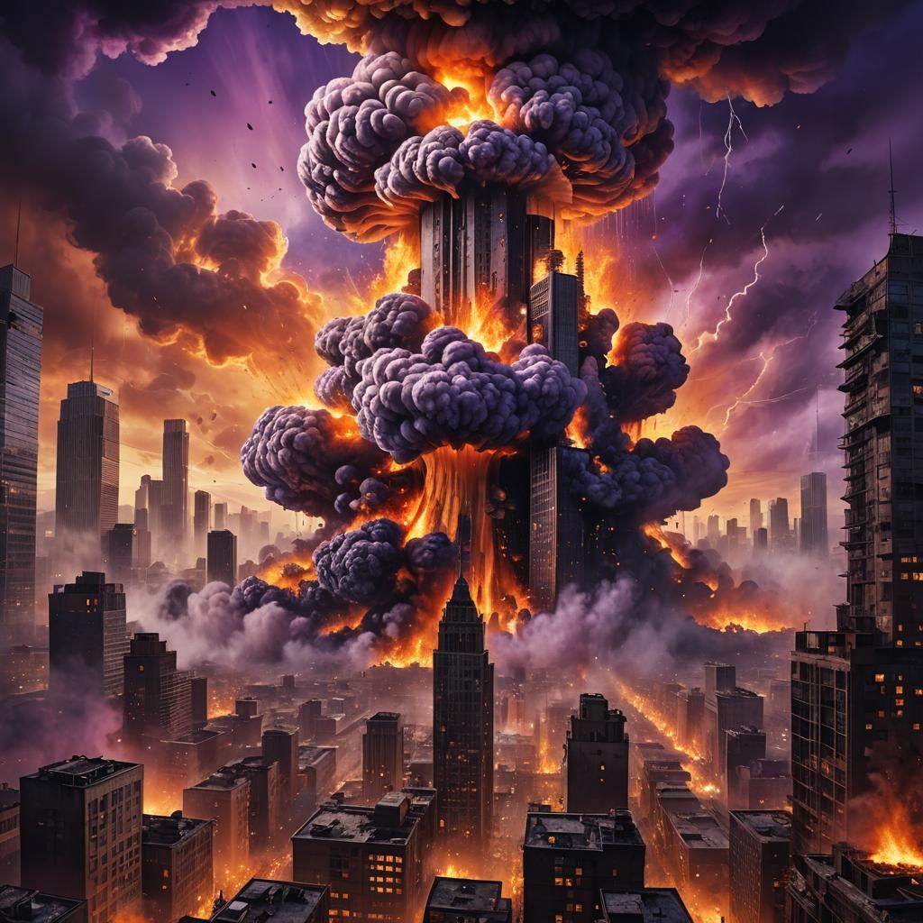 Apocalyptic Cityscape Engulfed in Luminescent Energy