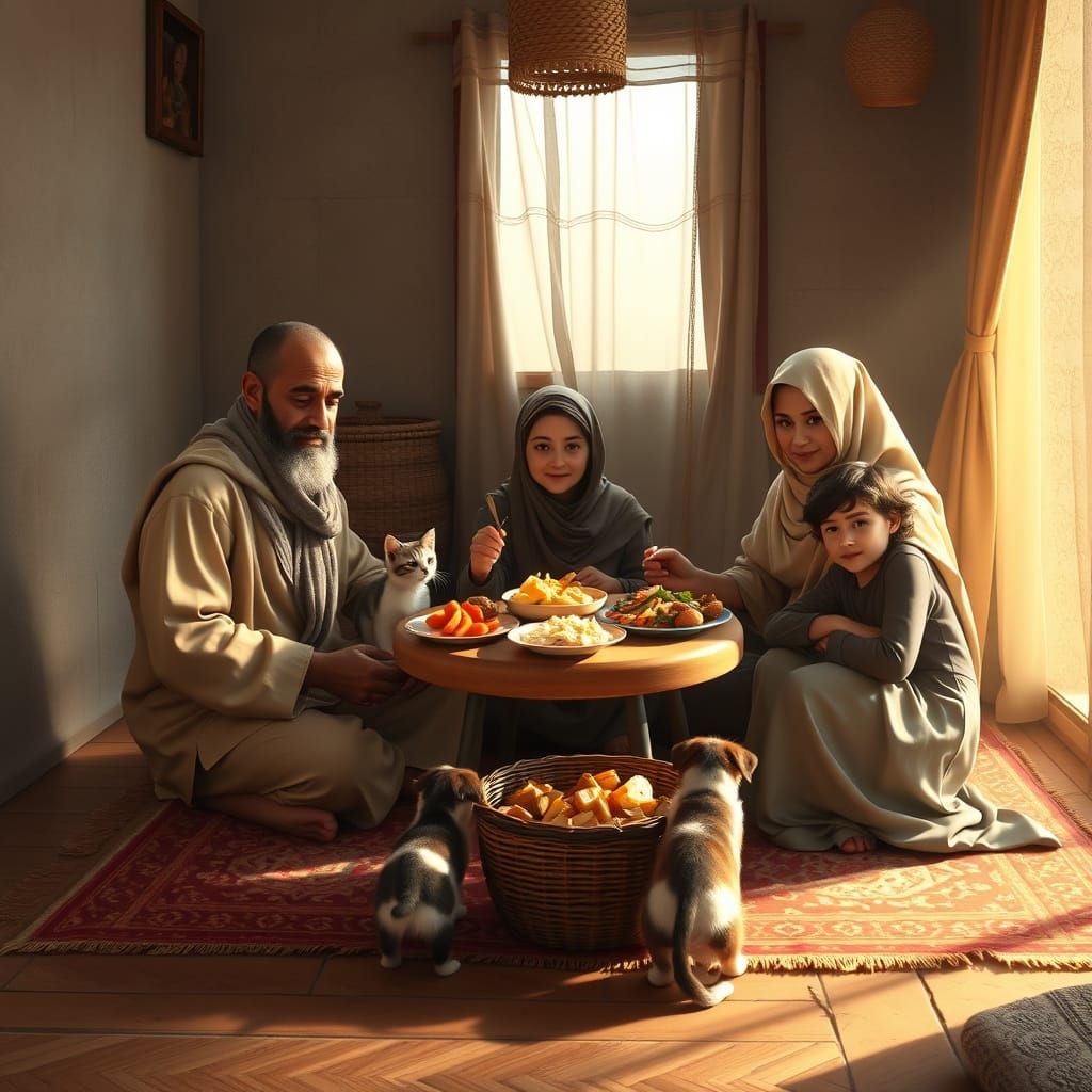 A Warm Middle Eastern Family Scene in Dreamlike Detail