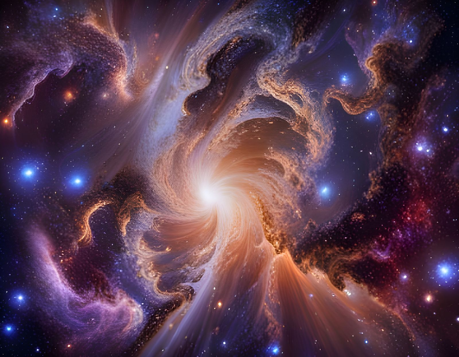 Fractal Galaxy Collision in Hyperrealist Style