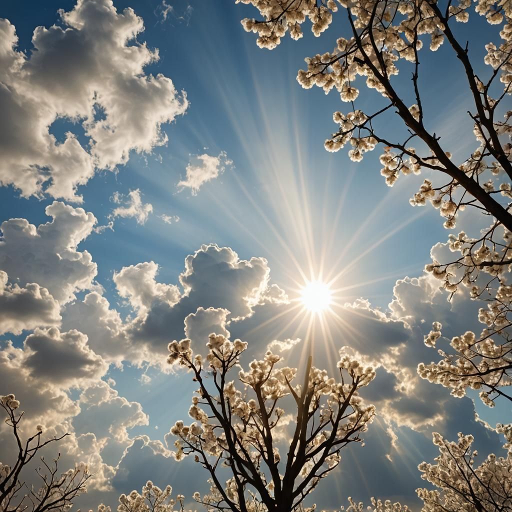 Divine Sunlight Beams Through Heavenly Clouds