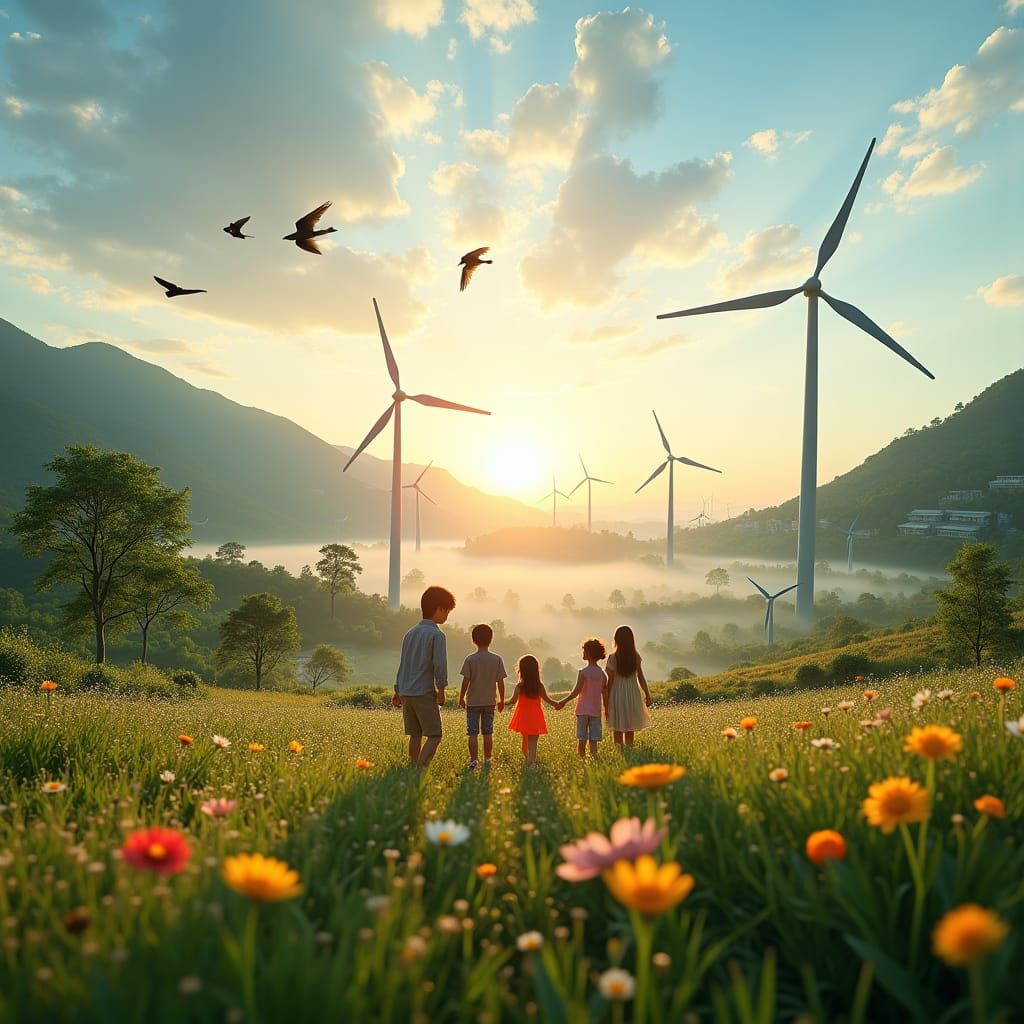 Sustainable Cityscape at Dawn: A Vision of the Future