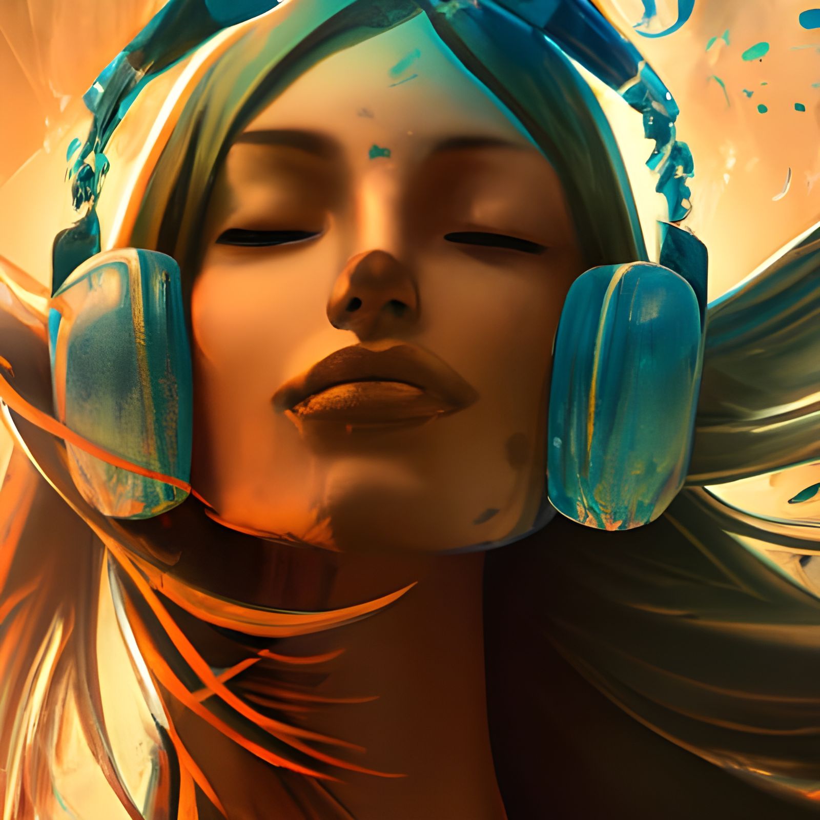 Peace, Love, and Music Portrait in Art Nouveau Style