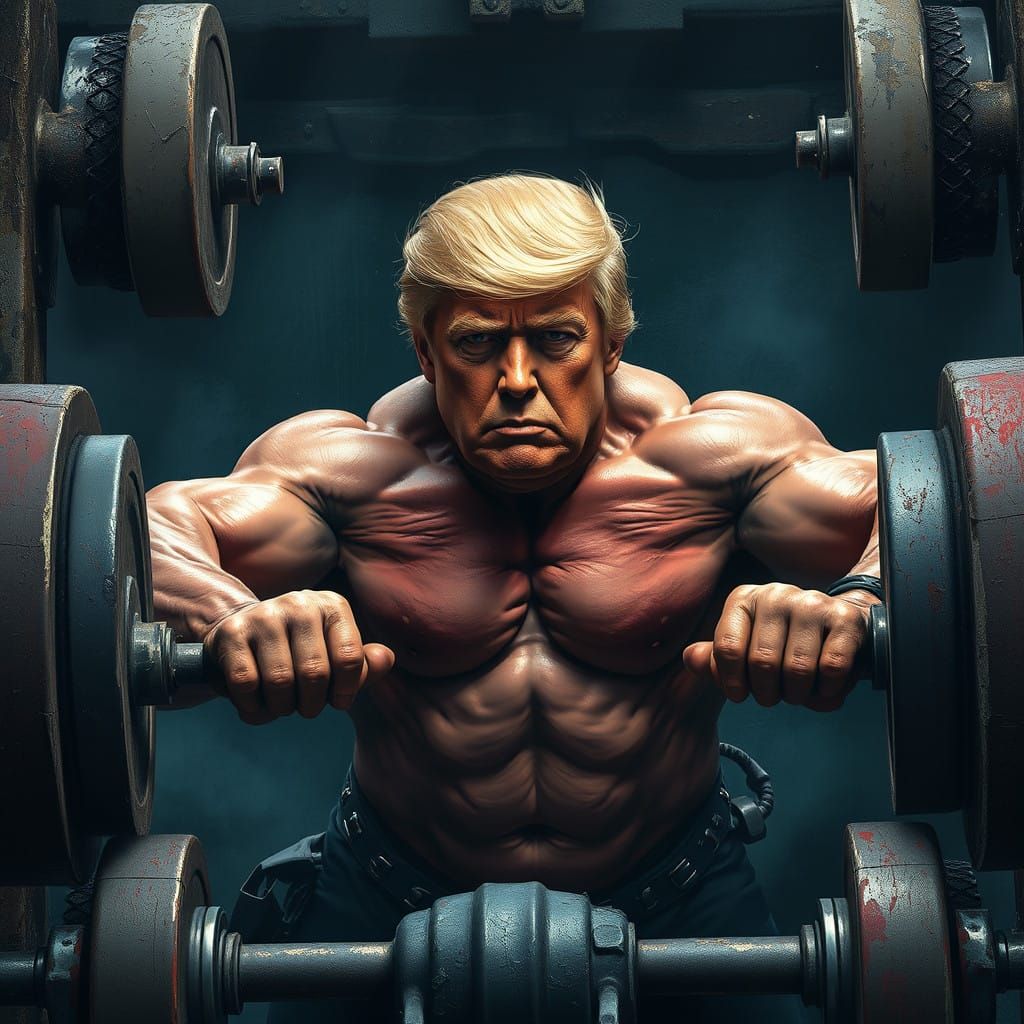Donald Trump in Epic Fantasy Weightlifting Scene