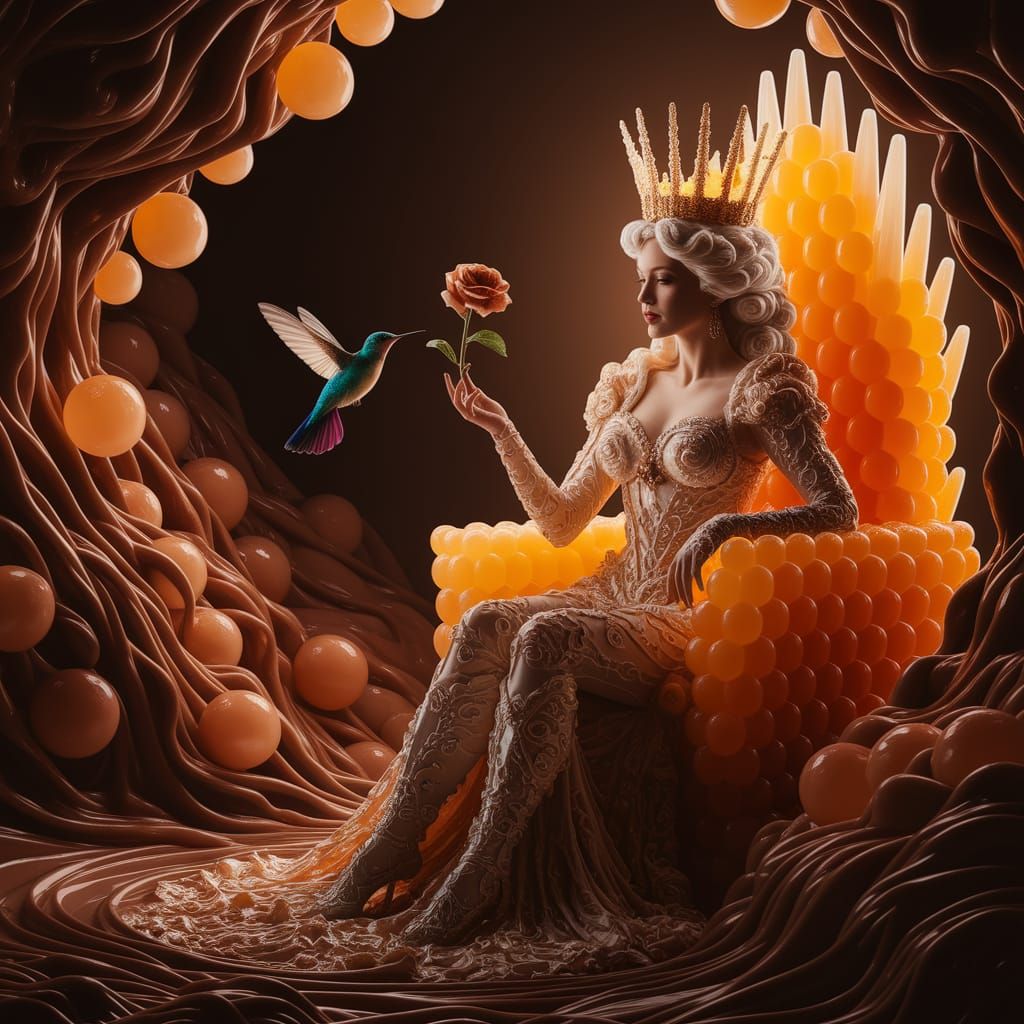 Candy Queen on Honey Throne in Baroque Style