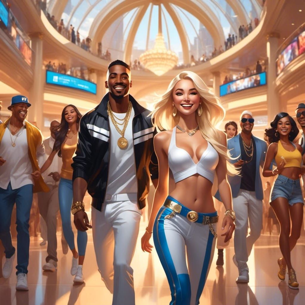 Even the older Vegas shoppers are joining in Julie's hip-hop flash mob dance