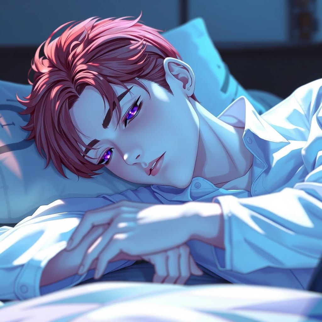 Surreal Anime Man Slumbers in Ethereal Detail