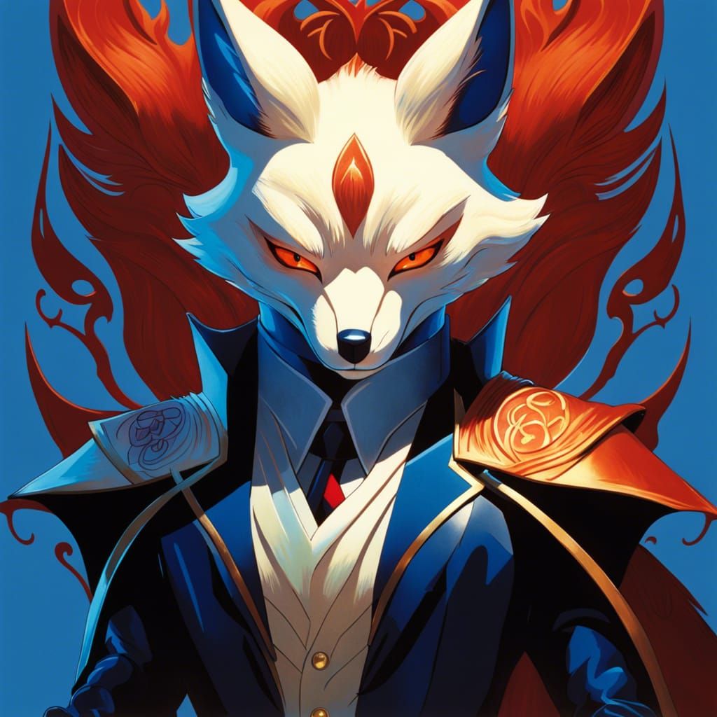 Anthropomorphic Kitsune Fox Knight Portrait