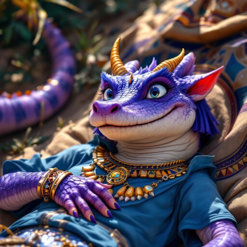 Smiling Hybrid Creature in Dreamlike Landscape