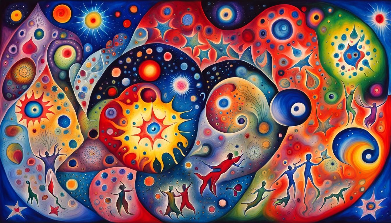 Surreal Cosmic Entities in Abstract Fauvist Expressionism