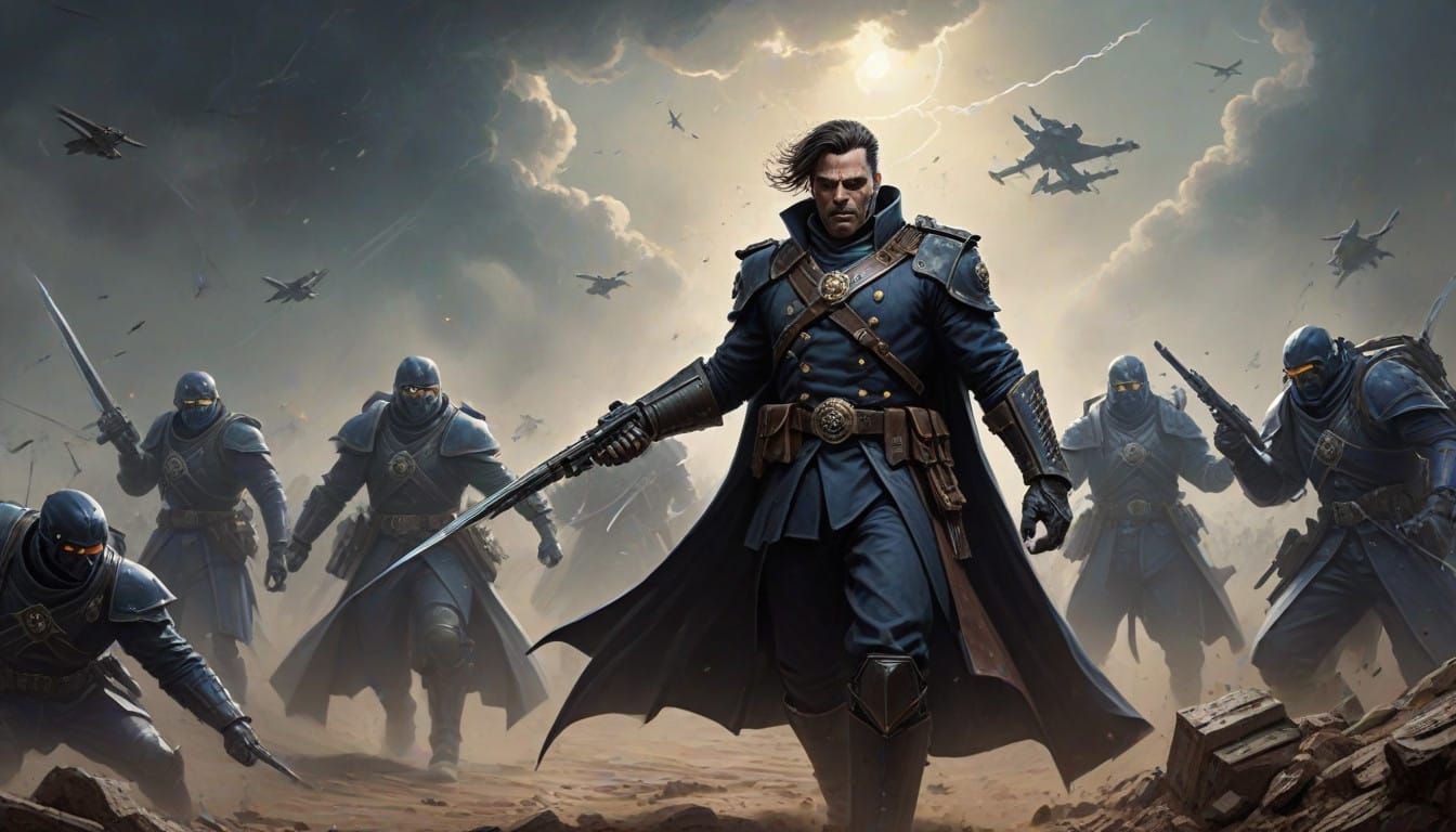 Warhammer 40k Commissar Leads Tanith Guardsmen in Siege of V...