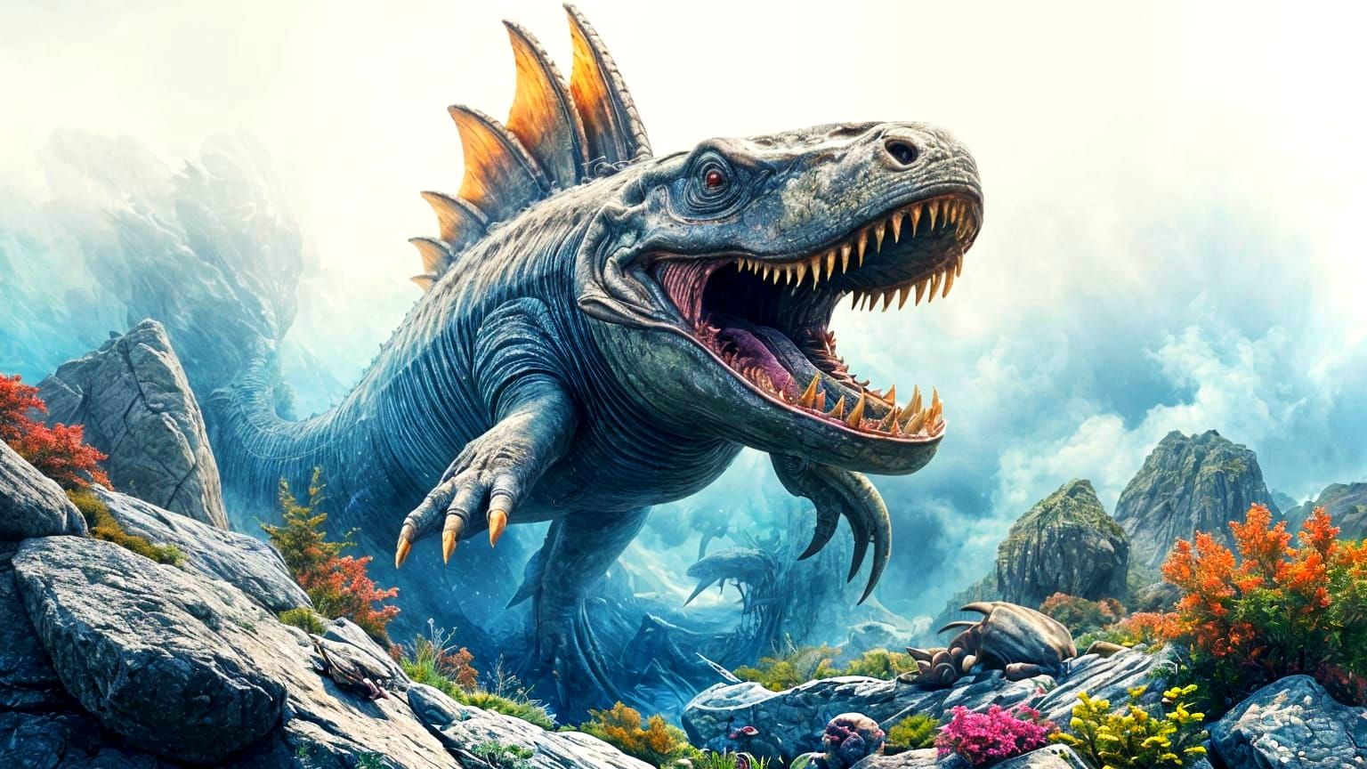 Hyperrealistic Prehistoric Marine Creature in Maximalist Sty...