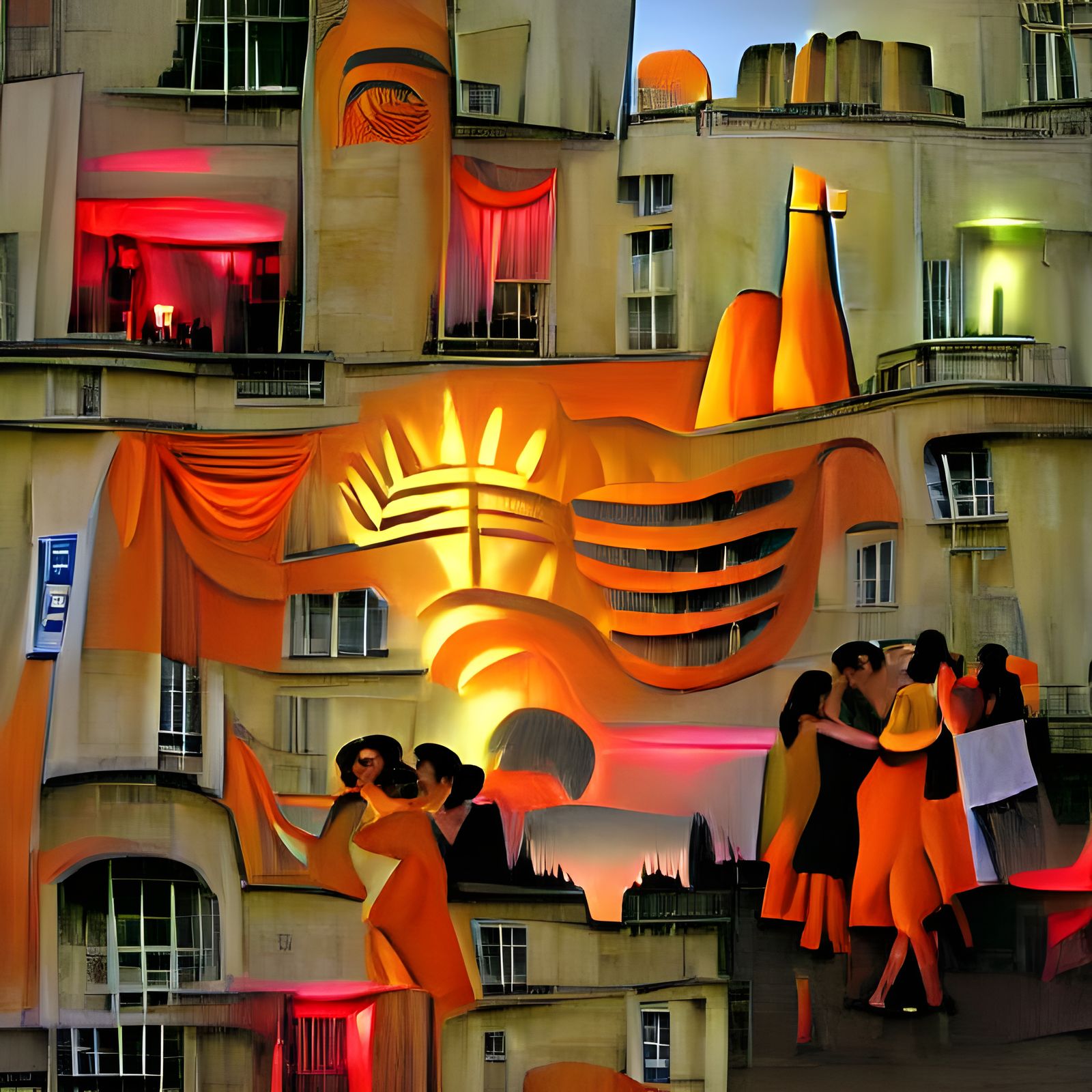 Parisian Latin Party at Sunset, Art Deco Style