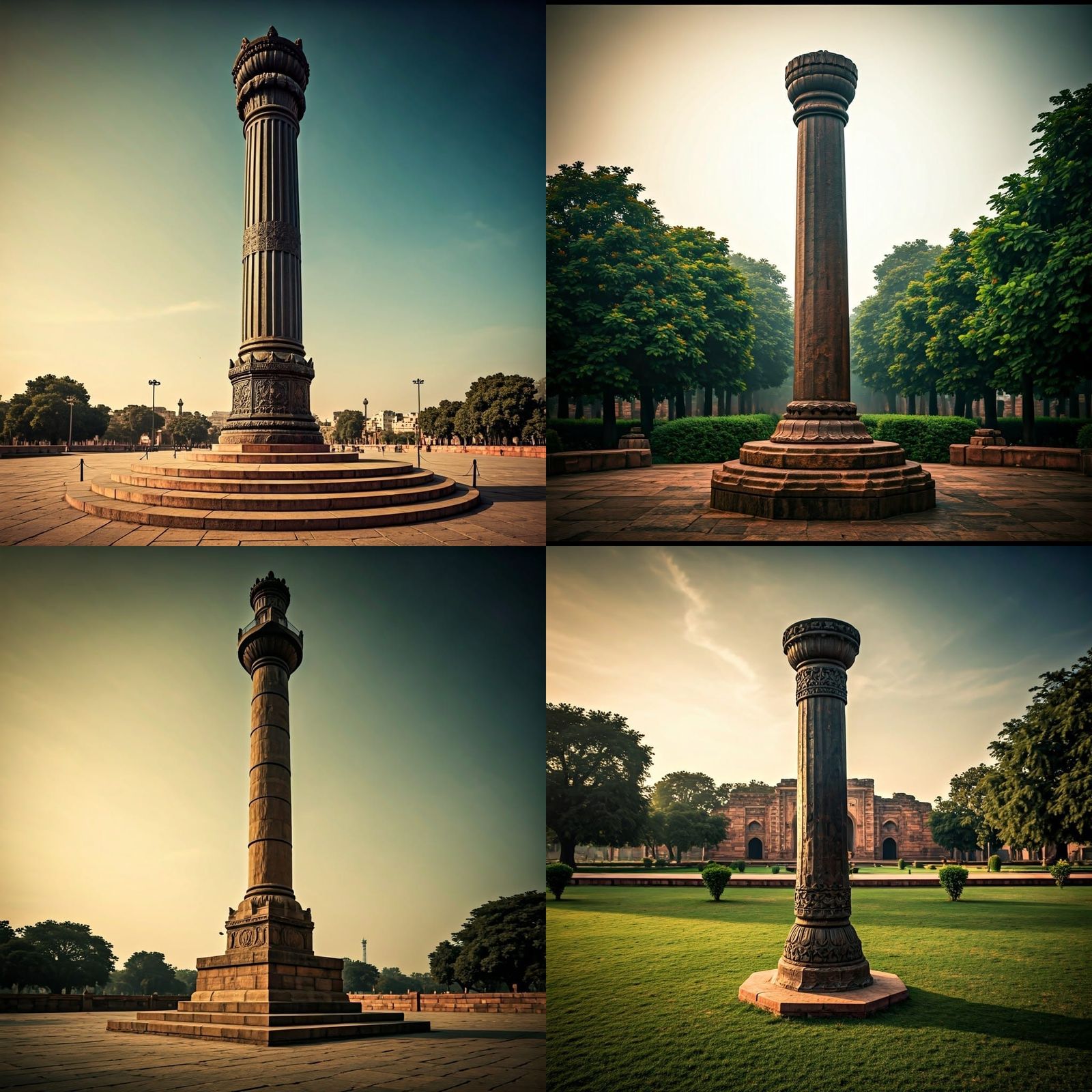 Ancient Rust-Resistant Iron Pillar of Delhi: Cinematic Still
