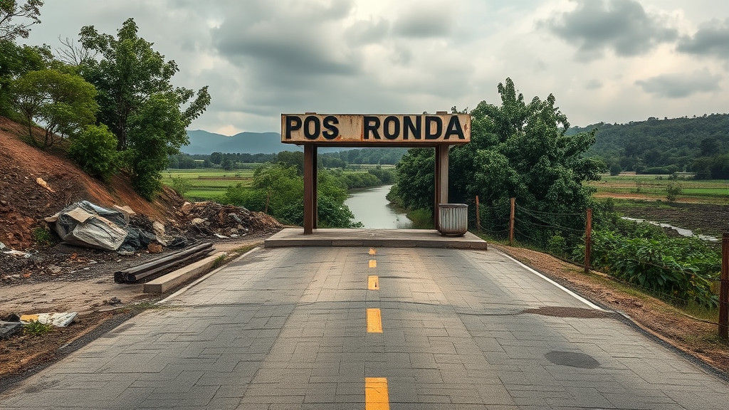 Abandoned Outpost on Quiet Paved Road