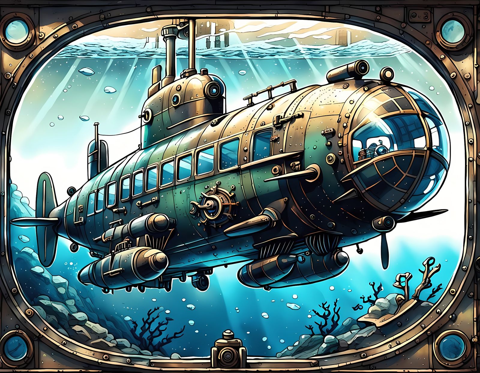 Anime-Style Sketch of a 1918 Submarine