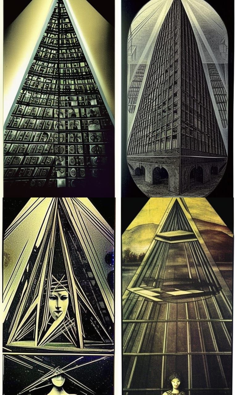 Black Mirror Tower Dreamscape in Renaissance Style