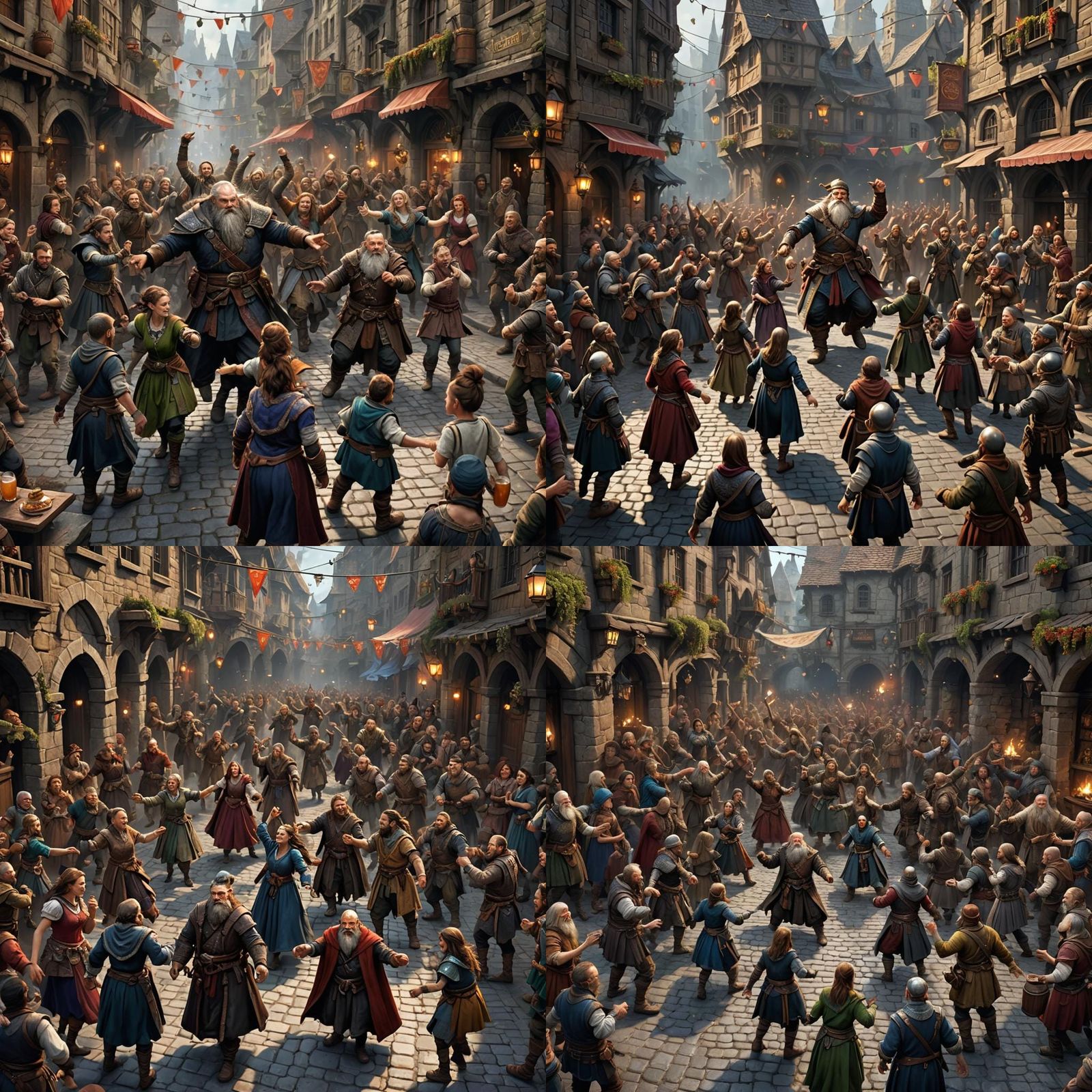 Fantasy Celebration with Humans, Dwarves, and Halflings