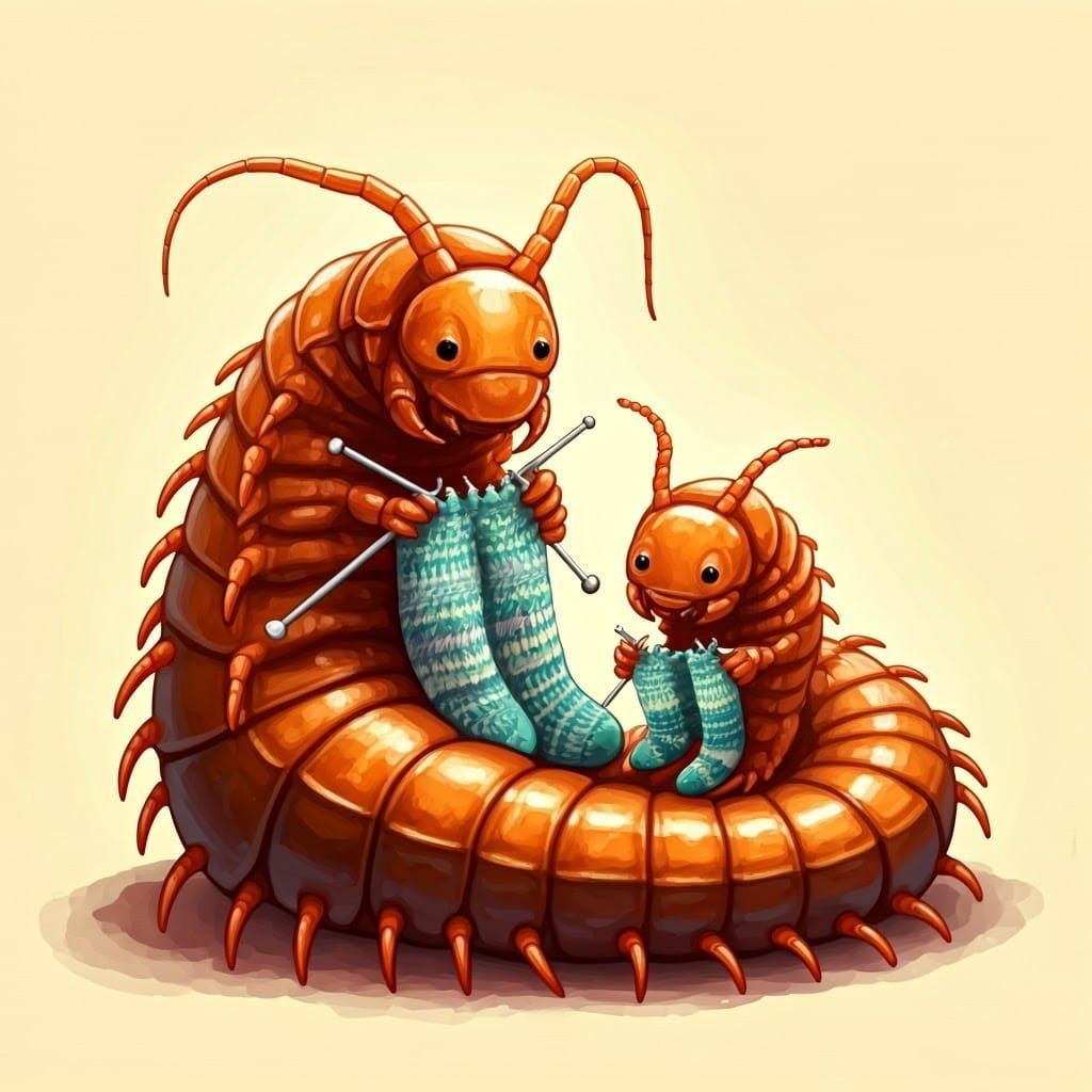 Mother Centipede Knits Cozy Socks for Baby in Whimsical Wate...