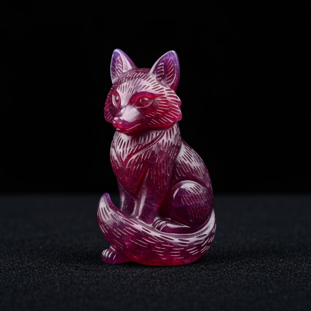 Red-Purple Spinel Fox Talisman Carving