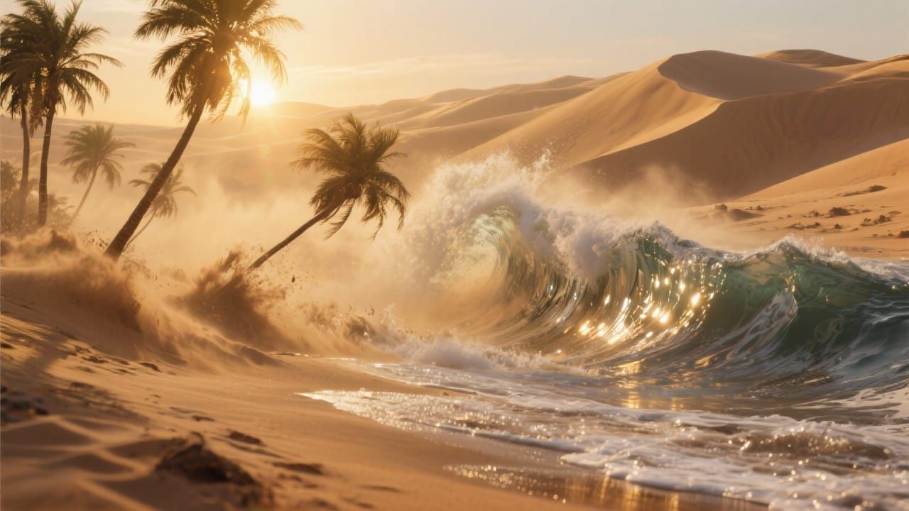 Desert Meets Ocean Wave in Epic Slow Motion