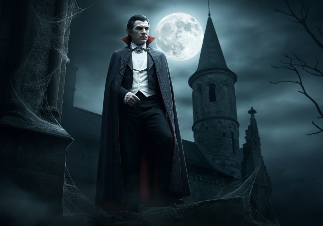 Dracula's Castle: A Gothic Vision in Dark Elegance