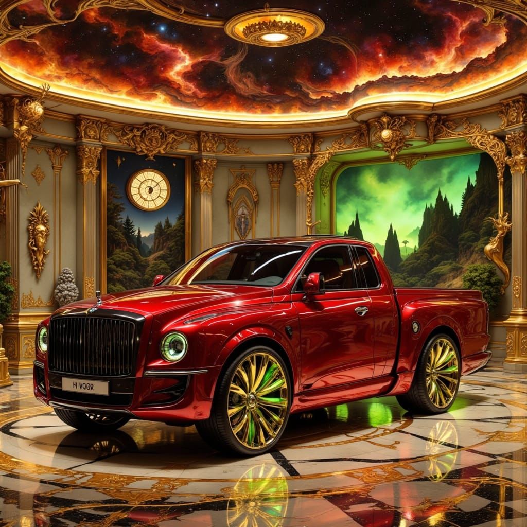 Ruby Red to Lime Green Maybach Pickup Truck in Hyperkraximal...