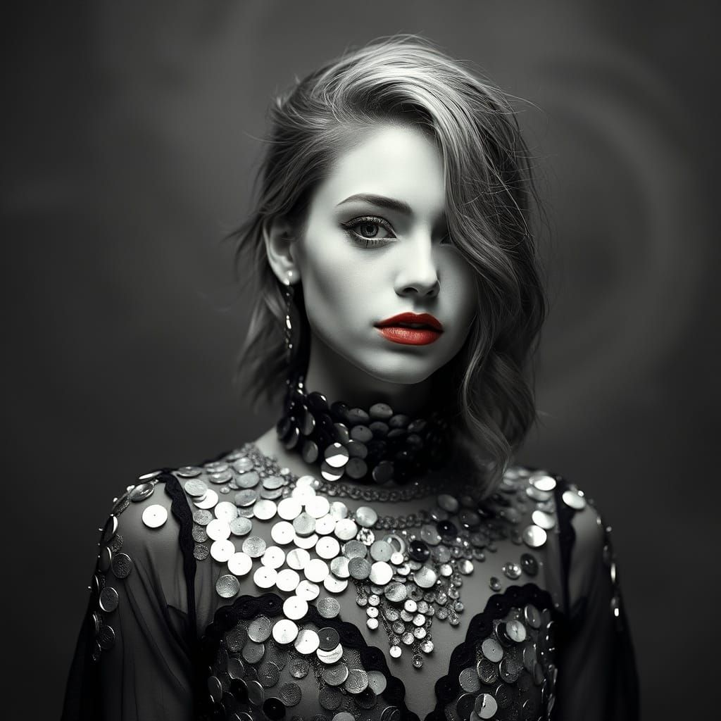 Vampyre in Iridescent Sequin Gown