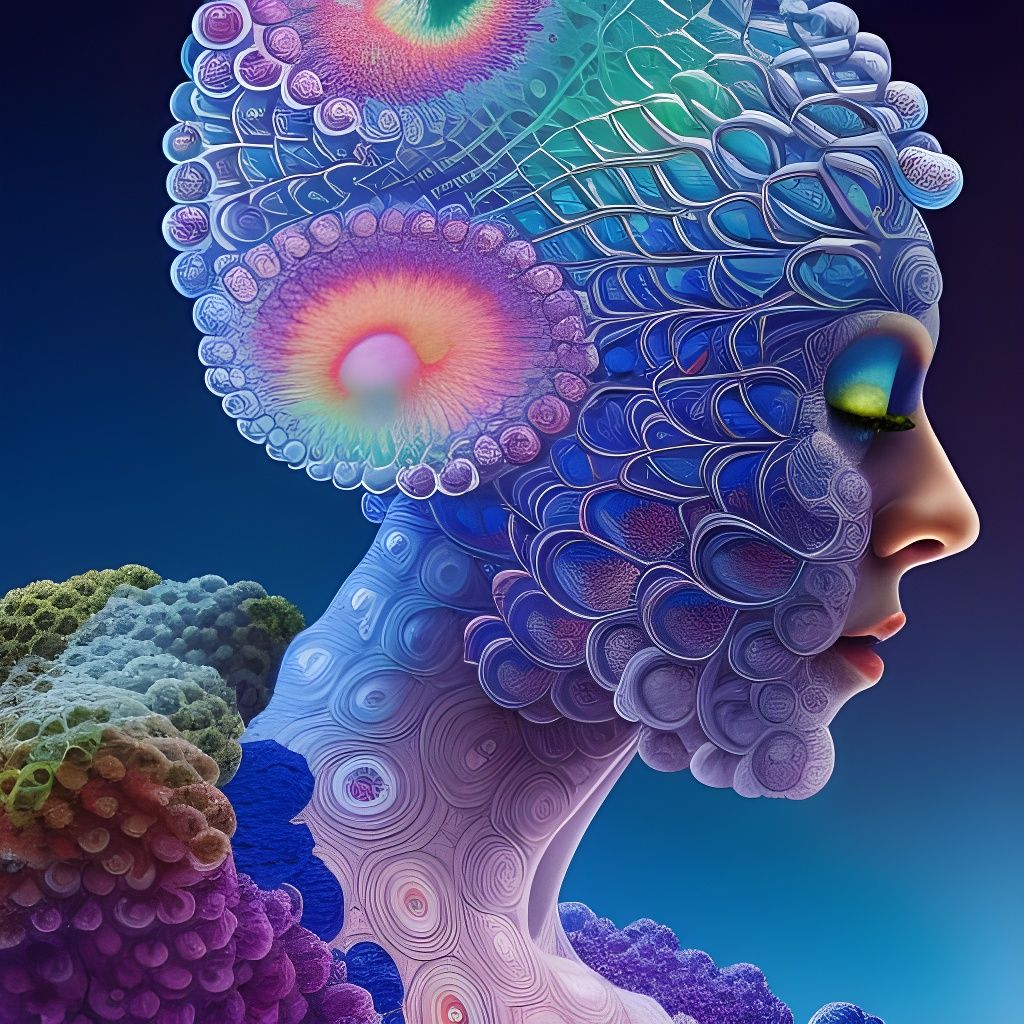 Holographic Blueberry Head Fractal Portrait