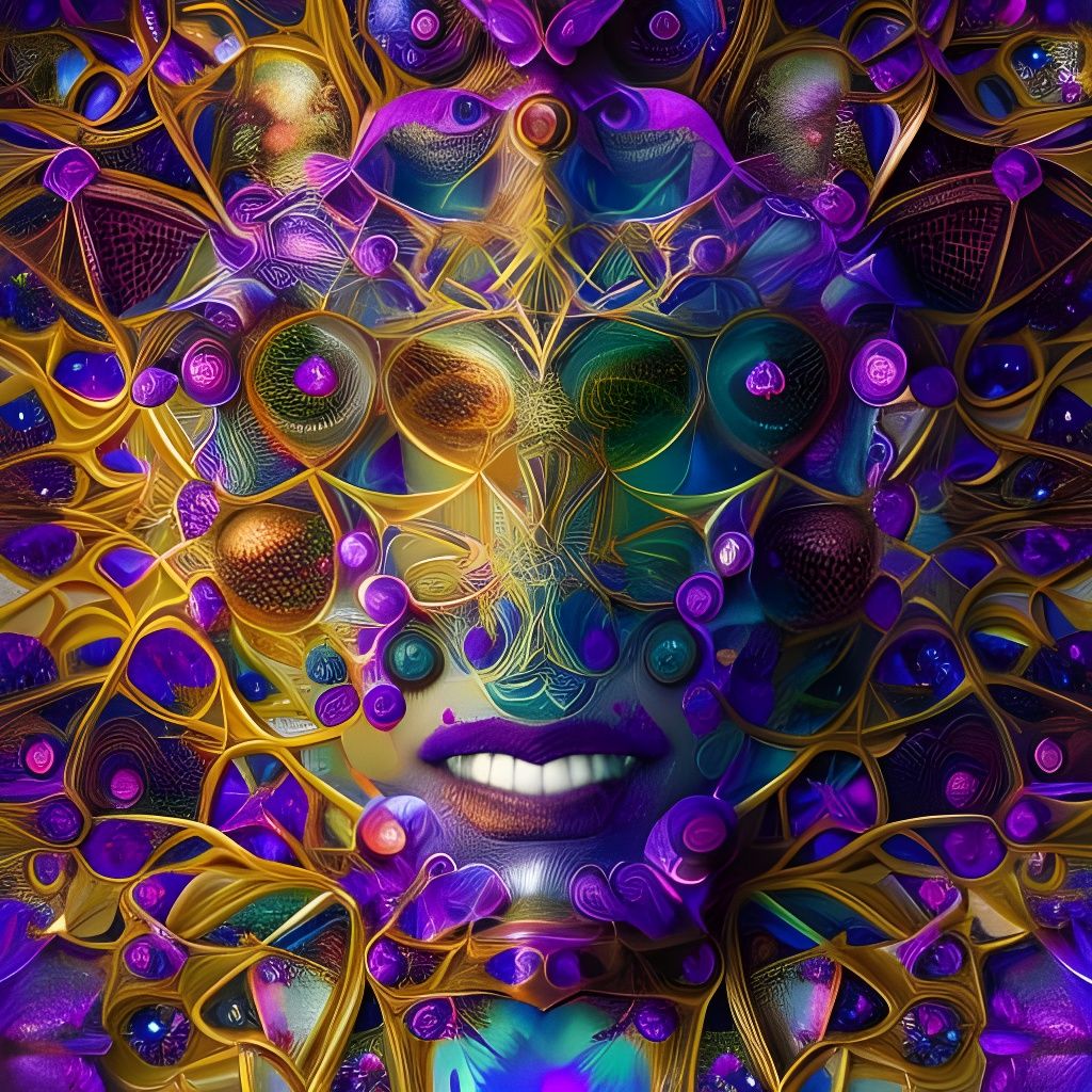 Holographic Blueberry Portrait in Baroque Style