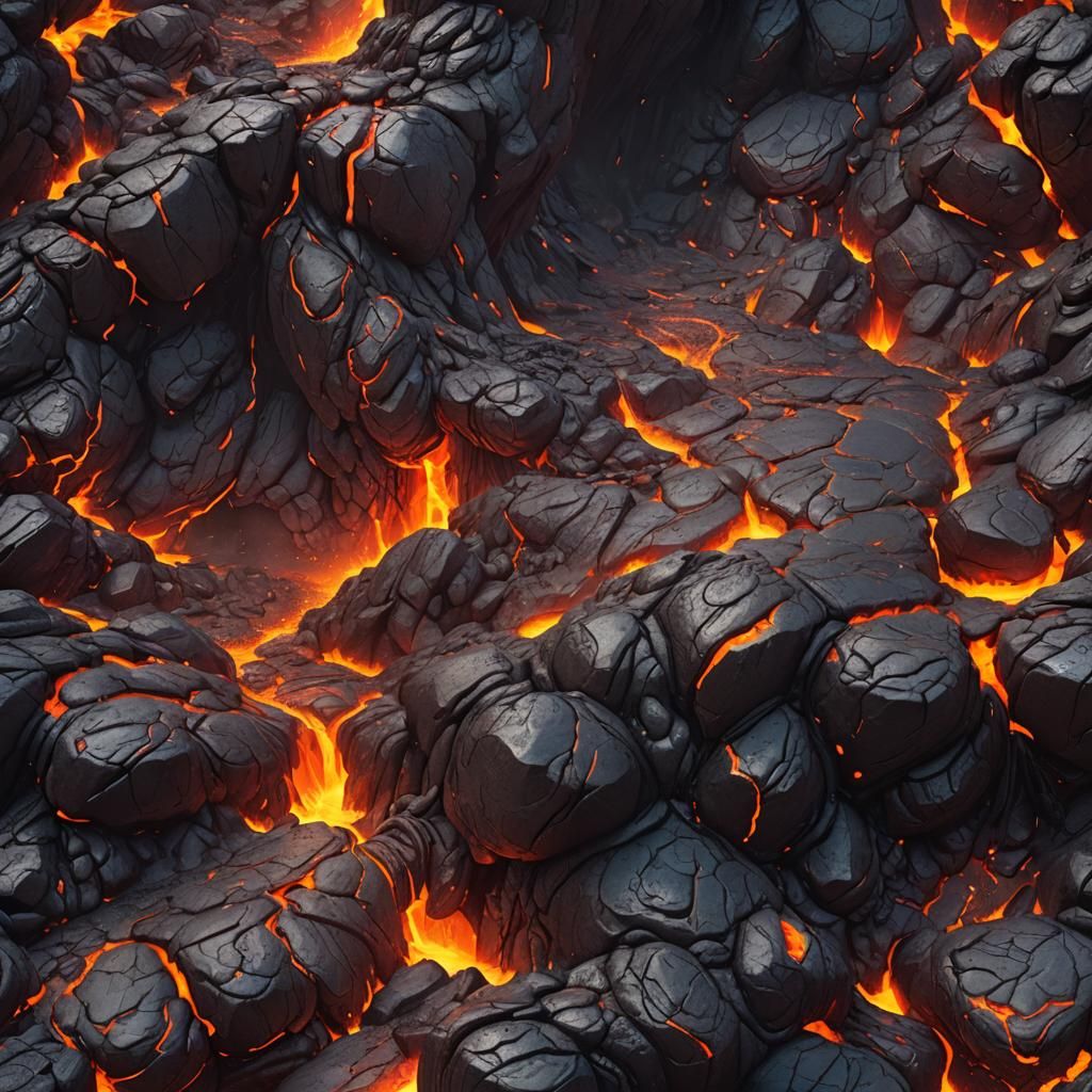 Detailed Lava Matte Painting in Deep Color