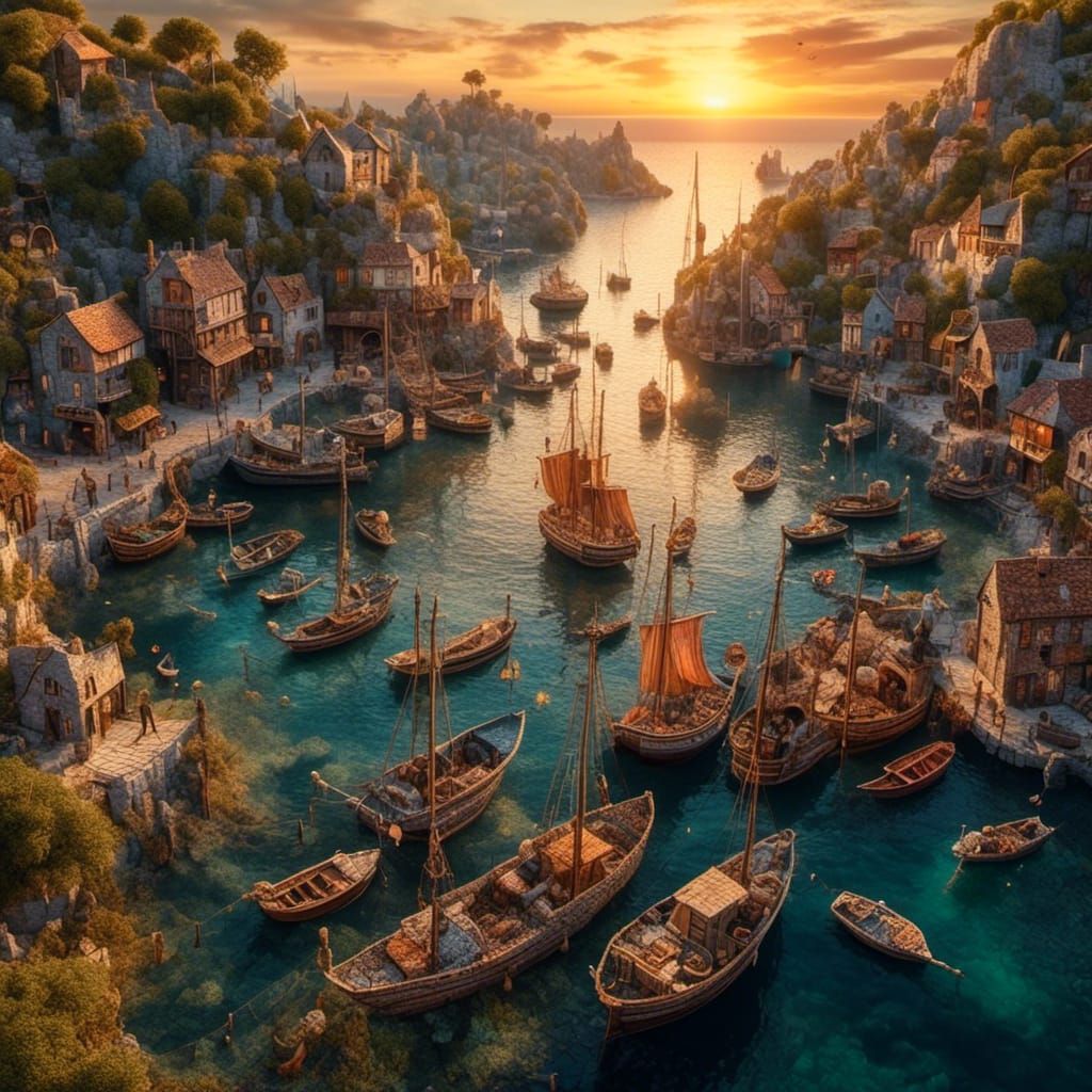 Fantasy Harbour Sunset Drone View