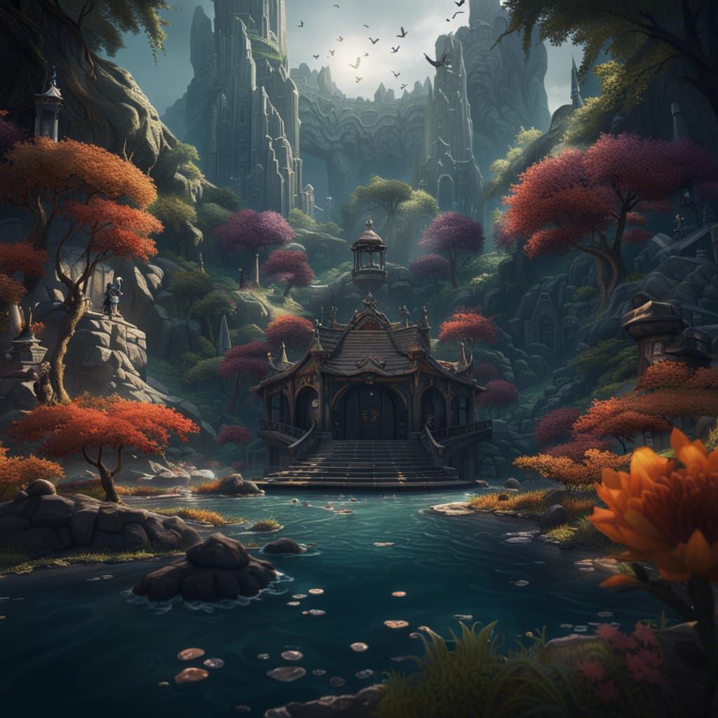 Island of Peace: Detailed Matte Painting in 8K