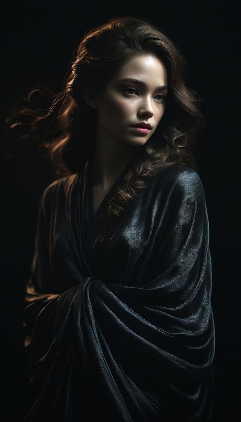 Silk Woman in Atmospheric Lighting