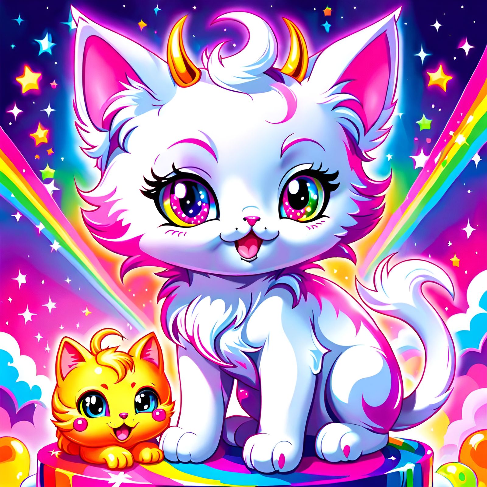 Rainbow Demon Kitten Emerge