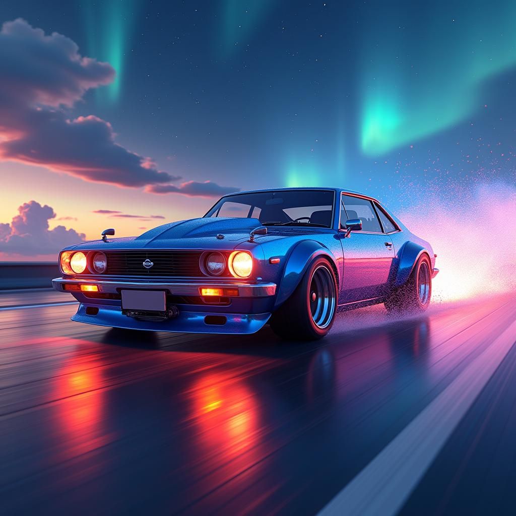 Nissan Bluebird TRX on Iridescent Drag Strip