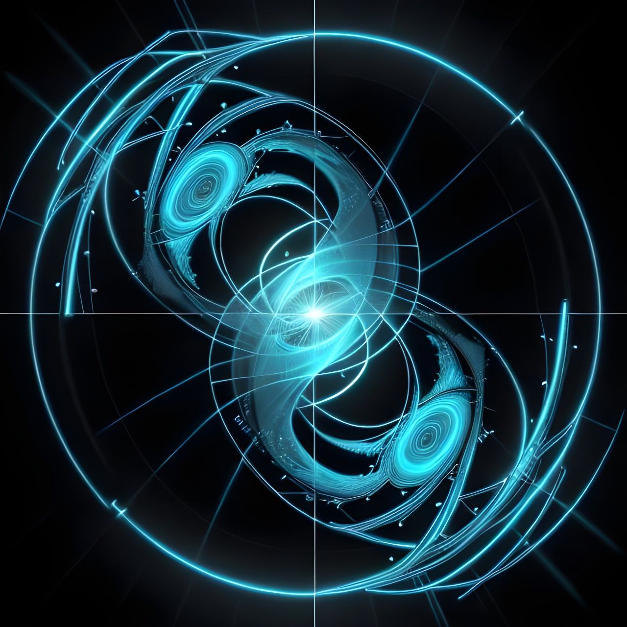 Abstract Black and Cyan Digital Pattern Art