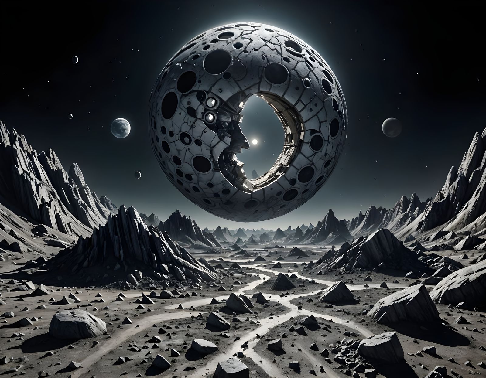 Surreal Moon Heart Landscape in CGI Style
