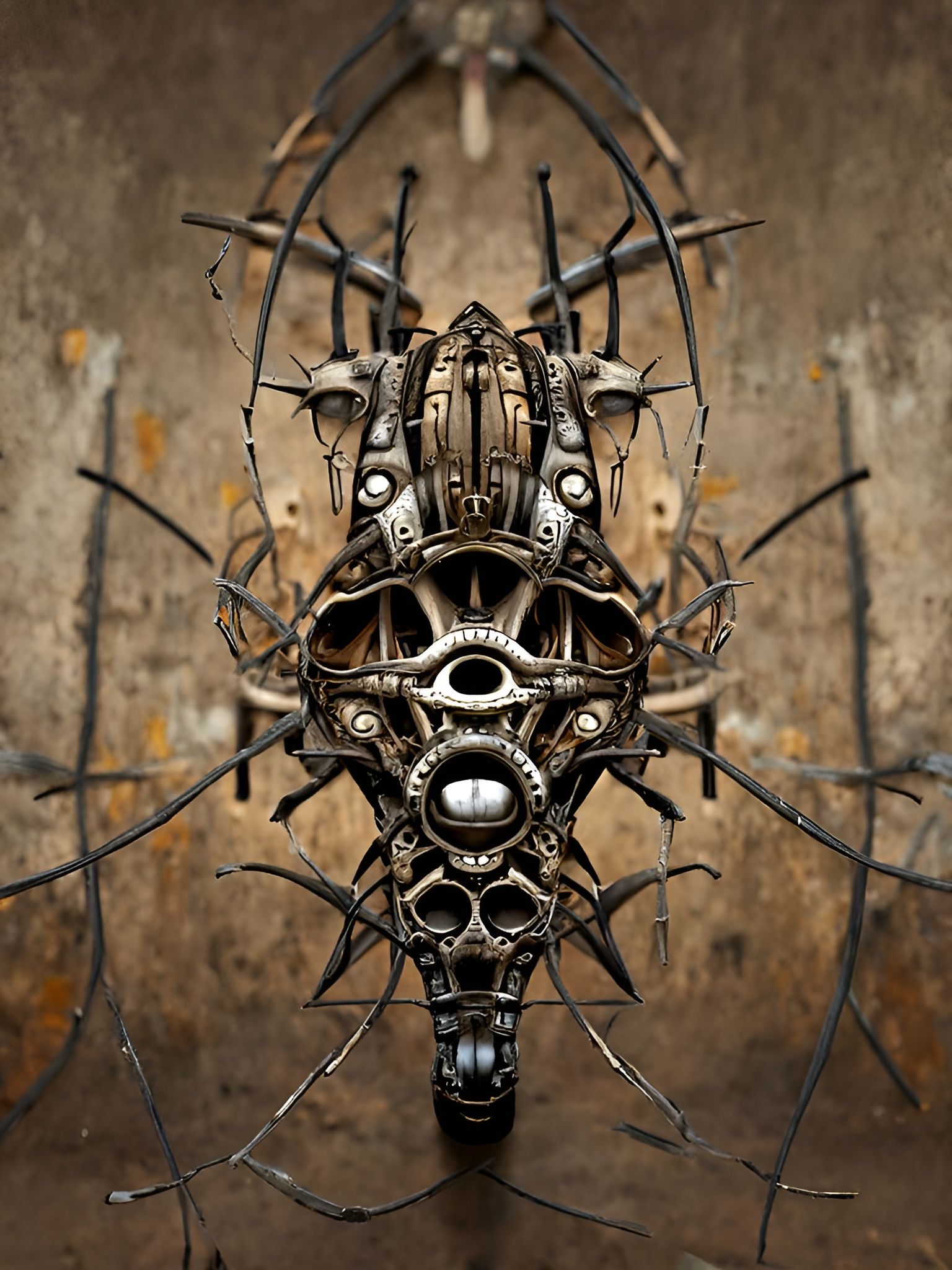 Skeletal Steampunk Mask in Biomechanical Style