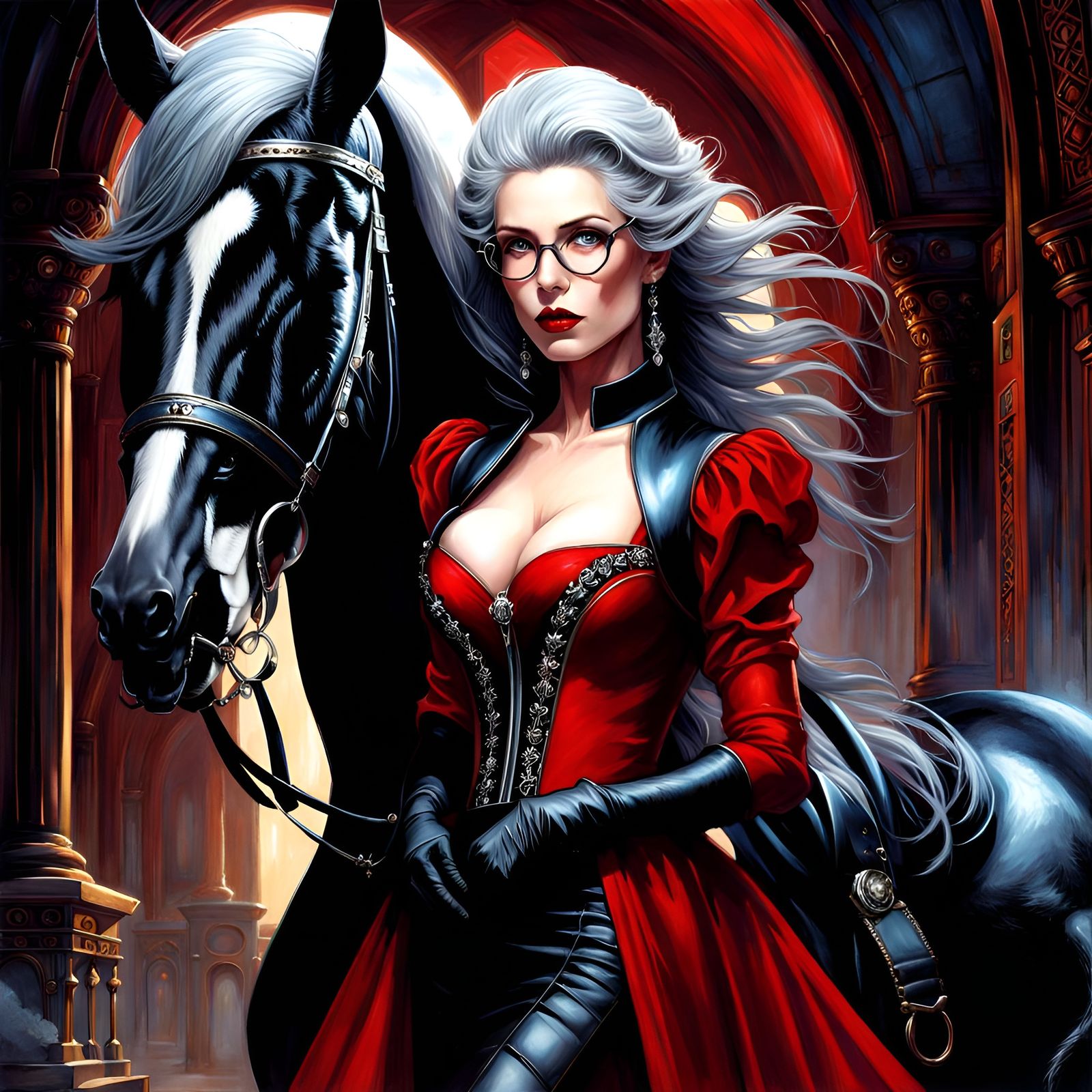 Gothic Mistress in Red Lingerie