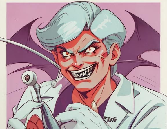 Retro Evil Dentist Character Portrait