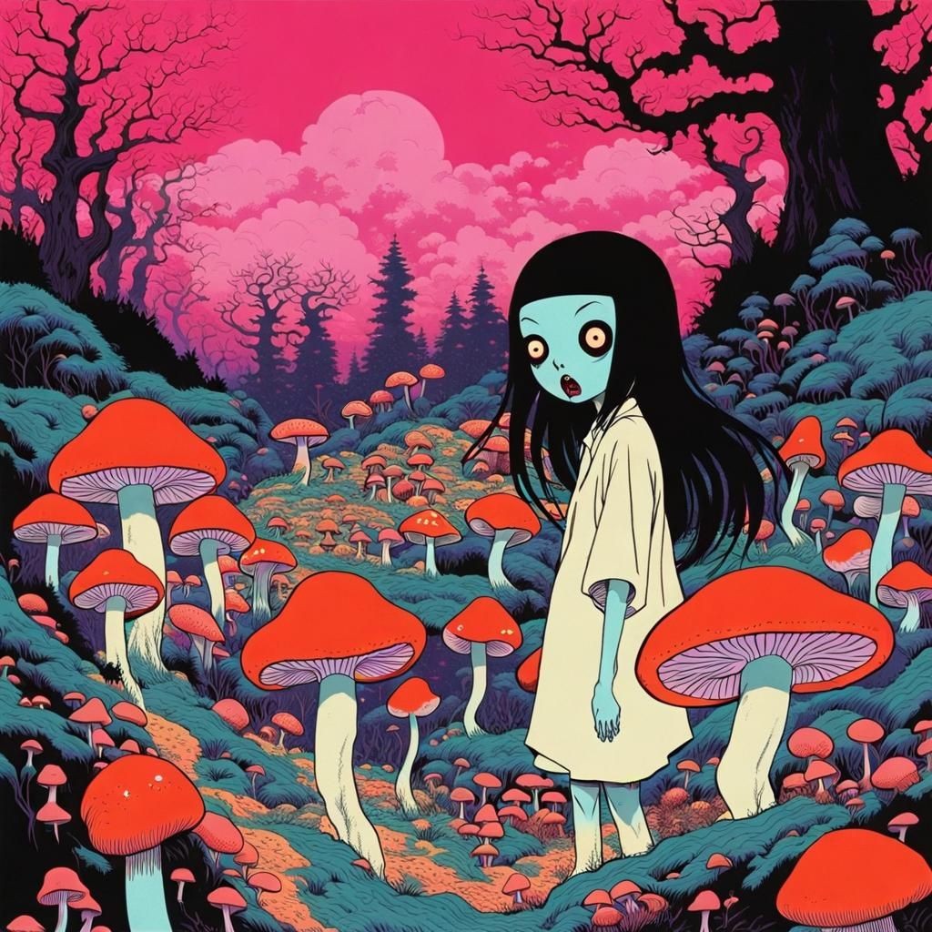 Japanese Zombie Demon in Surreal Landscape