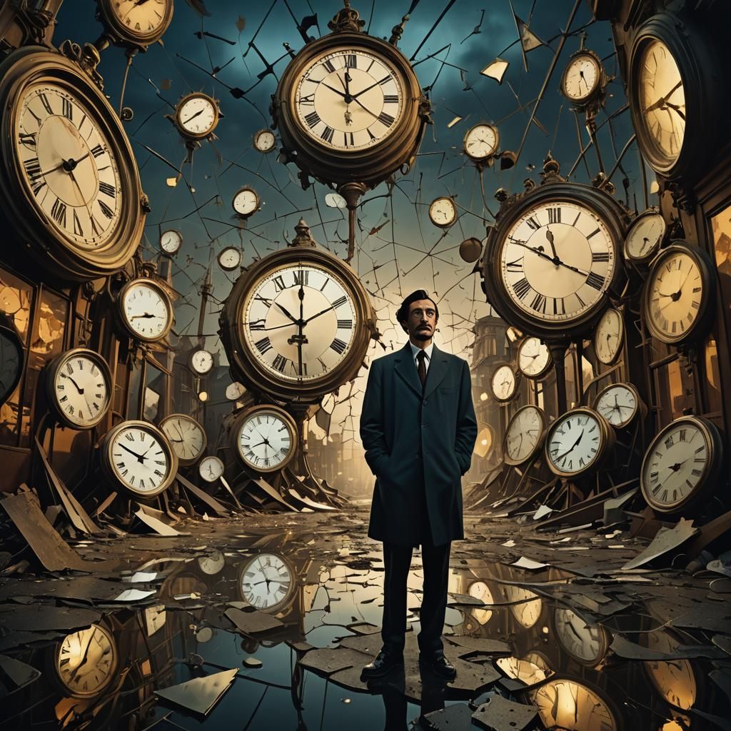 Surreal City of Broken Time in Dreamlike Colors