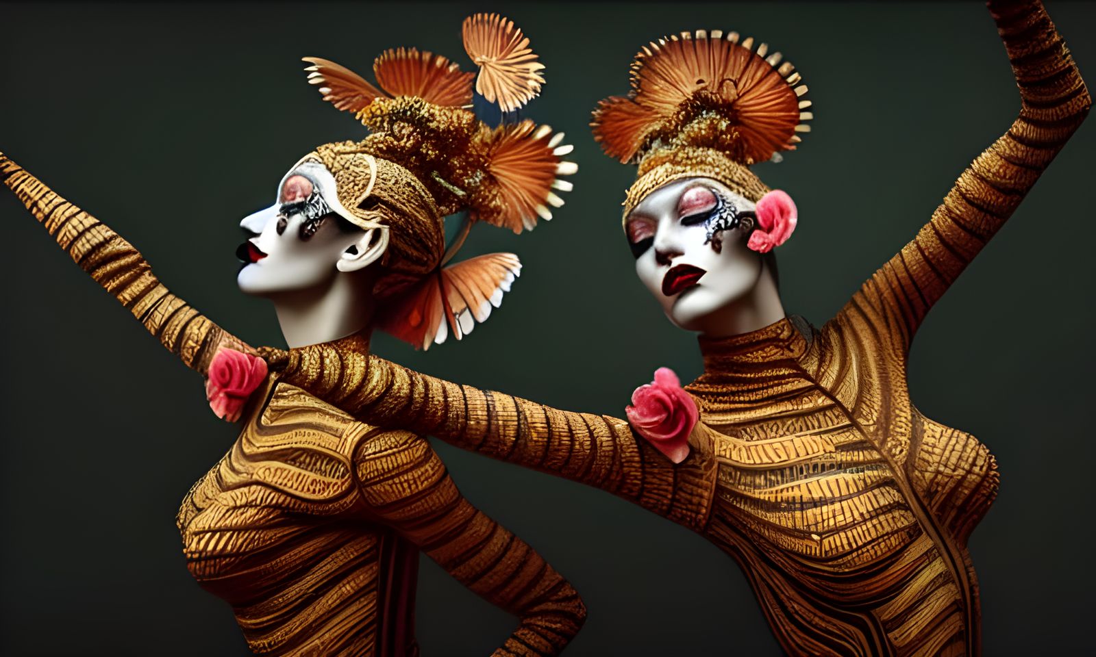 Elaborate Mimes in Vibrant Photorealistic Costumes