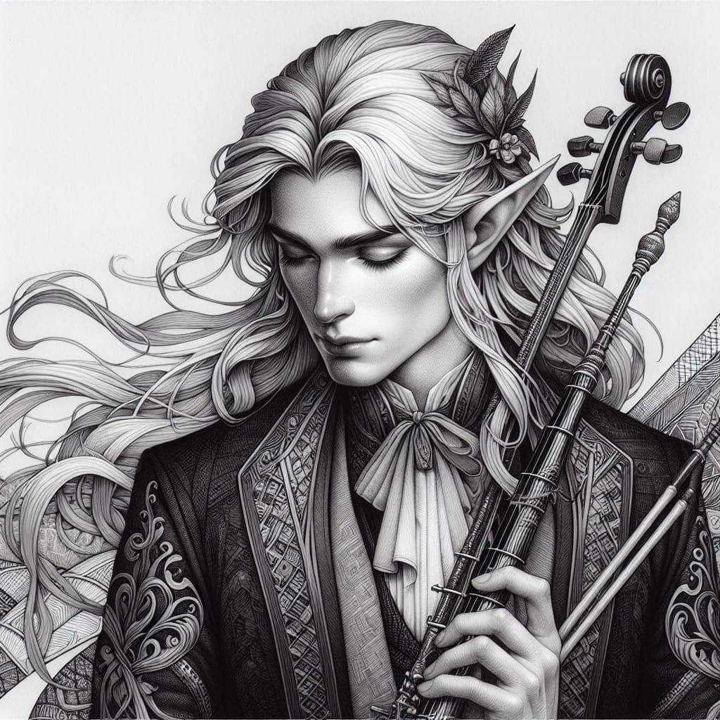 Androgynous Elf Musician in Stylish Attire