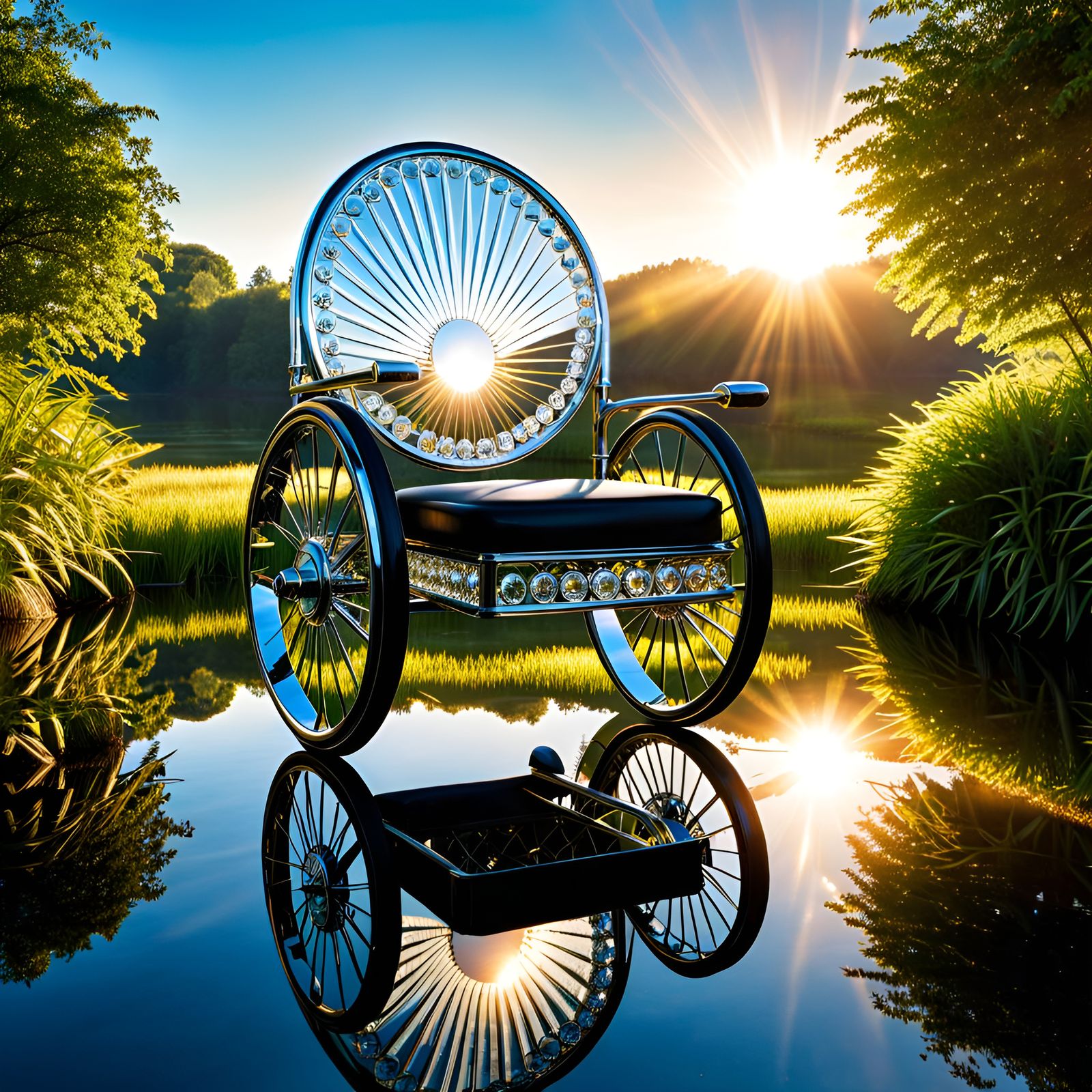 Mirrored crystal wheelchair